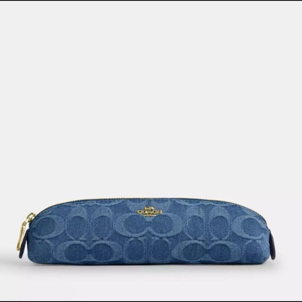 Coach Pencil Case in Denim Signature Print NWT